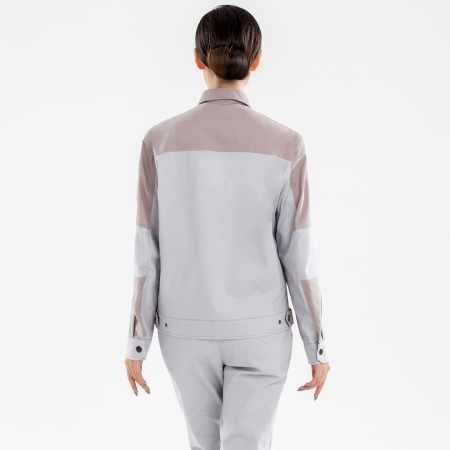 米灰拼驼色工作服AC14-1