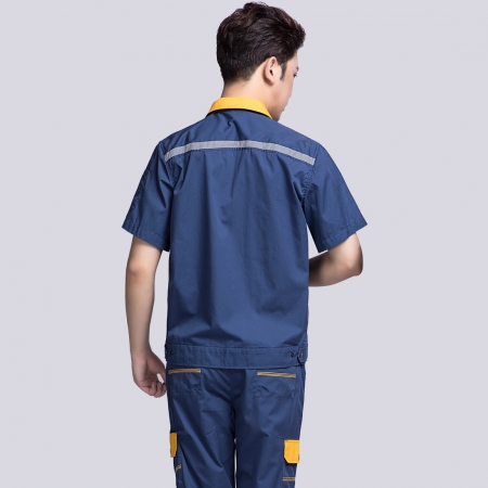 蟹青拼黄色短袖工作服AD09-2