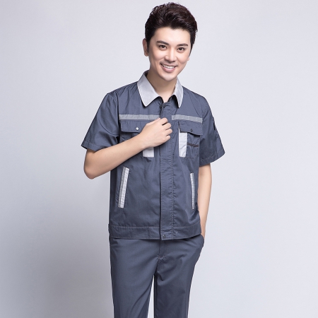中灰拼银白短袖工作服AD09-4