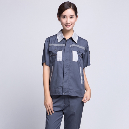 中灰拼银白短袖工作服AD09-4