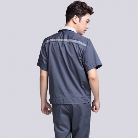 中灰拼银白短袖工作服AD09-4