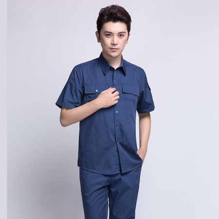 蟹青色夏季短袖工作服AD10-1