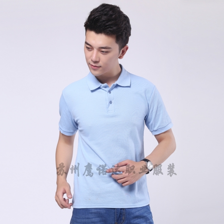 浅兰色纯棉修身短袖T恤工作服ID259-TX