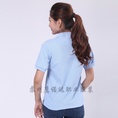 浅兰色纯棉修身短袖T恤工作服ID259-TX