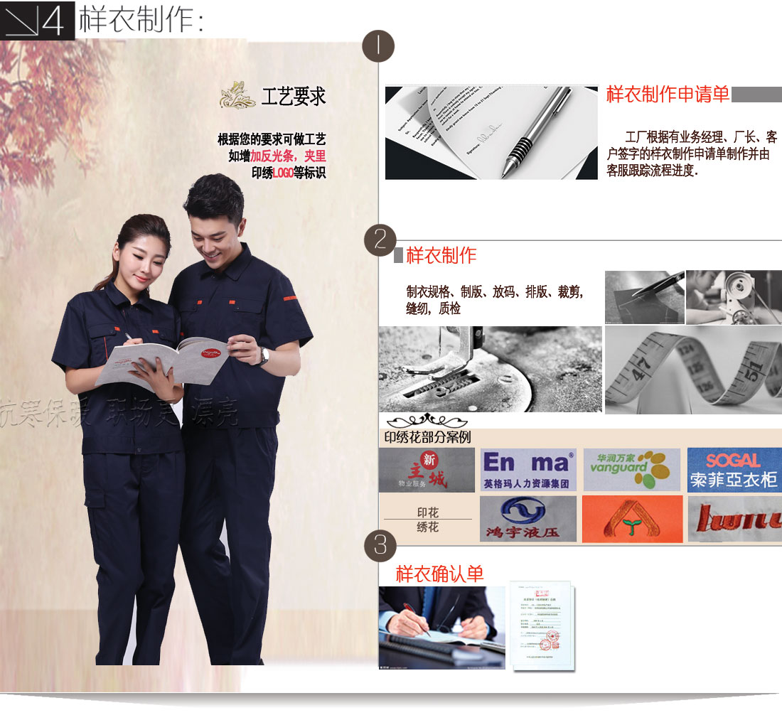 银灰拼白色夏季工作服AD062(图11) 第4步根据选定的3步制作工作服样衣